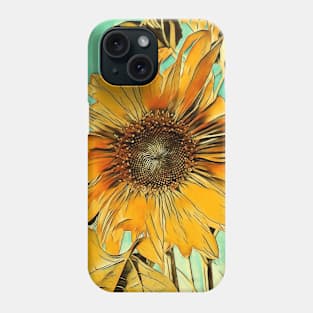 Sun Kissed Sunflower - Light Green Phone Case