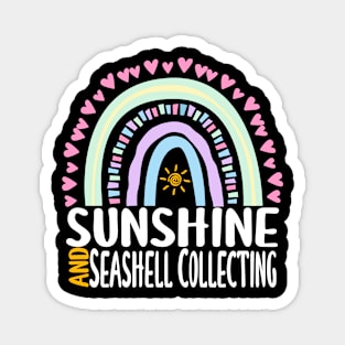 Sunshine and Seashell Collecting Cute Rainbow Gift for Womens Kids Girls Magnet