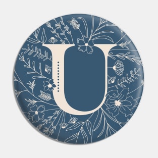 Botanical Letter U (Lake Blue) Pin