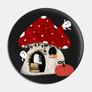 Cute Halloween mushroom and ghost design, bookish ghost Pin