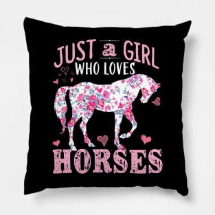 Just a Girl who Loves Horses Farm Barn Horse Pillow