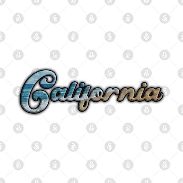 California Dreaming Word Art Letters with the beach ocean and sand by Star58