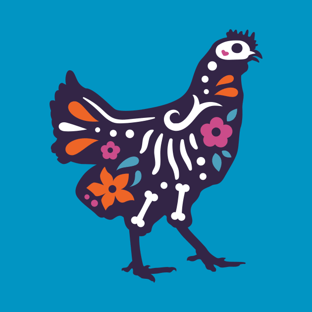 Colorful Day of the Dead Chicken | Dia de los Muertos Animals by SLAG_Creative