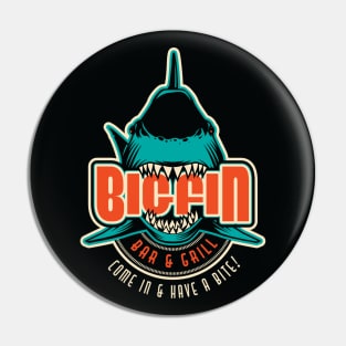 Toothy Shark Retro Bar & Grill Graphic Pin