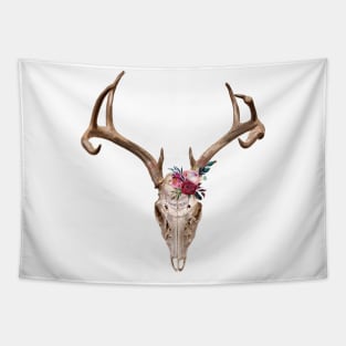 Deer skull with flowers Tapestry