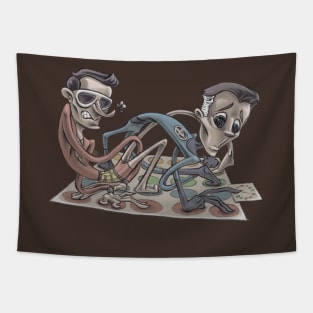 Plastic Man and Mr. Fantastic playing Twister Tapestry