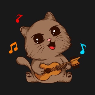 Rockin' Riffs: Cat Playing the Guitar - Musical Tee for Cat Lovers T-Shirt