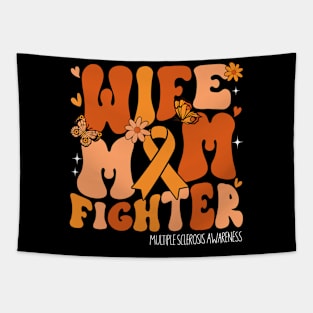 Wife Mom Fighter Orange Ribbon Multiple Sclerosis Awareness Tapestry