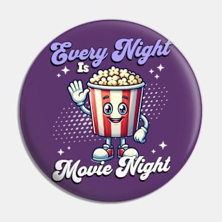 Popcorn Mascot 🍿 "Every Night is Movie Night" Pin