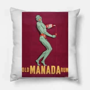 Old Manada Rum - Vintage Advertising Poster Design Pillow