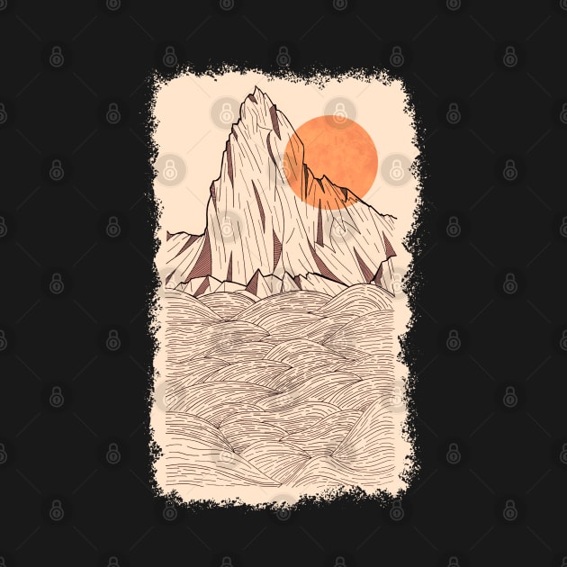 Orange sun cliffs by Swadeillustrations