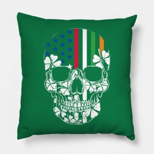 USA and Irish Flag Skull St Patrick’s Day Pillow