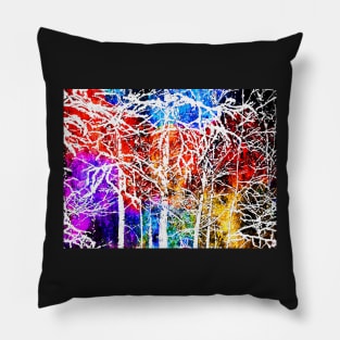 Birch Forest Grunge Pillow