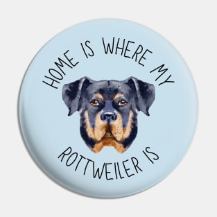 Home is Where My Rottweiler Is Dog Breed Lover Watercolor Pin