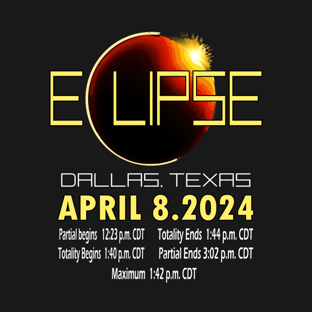 Total Solar Eclipse In Dallas, Texas 2024 April 8th by AlmaDesigns