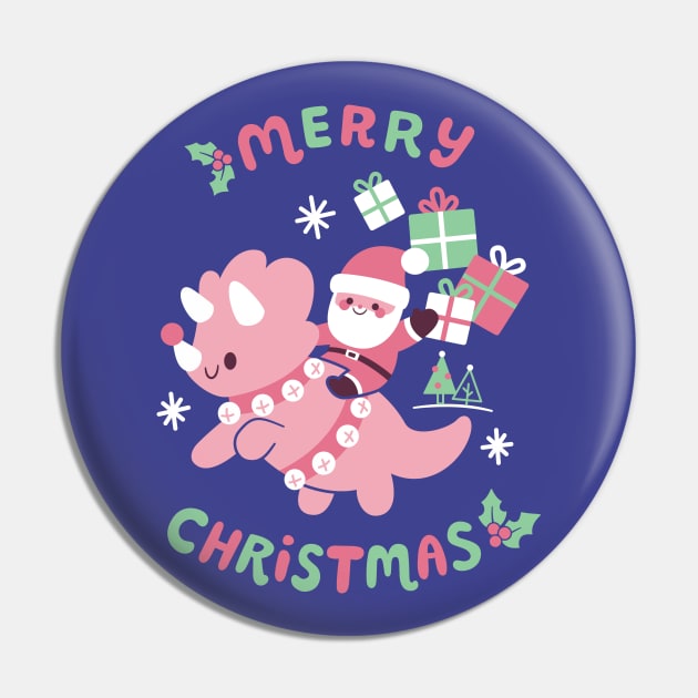 Santa Riding A Dinosaur Pin by KristyKate