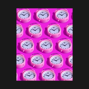 Pink Clocks On Pink Background T-Shirt