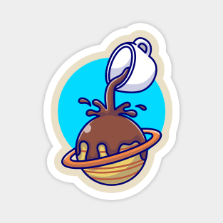 Coffee Spilled On Planet Cartoon Magnet