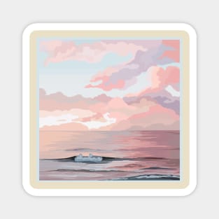 Pink Sunset at the Beach Magnet