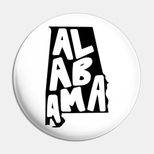 Alabama Doodle Letters Map Outline- black and white b&w Pin