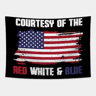 Courtesy Of The Red White And Blue Vintage America US Flag Tapestry