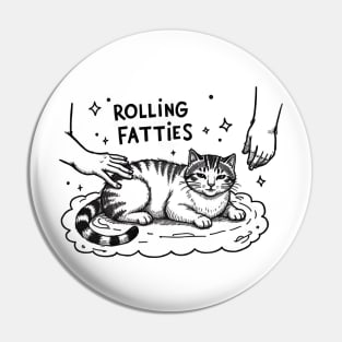 Rolling Fatties Cat Art: Whimsical Fat Cat Design for Weed Enthusiasts & Cat Lovers | Bold Meme-Inspired Decor Pin