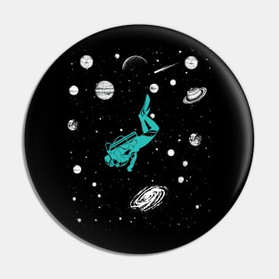 Scuba Diving In Saturn Solar System Space Scuba Diver Pin