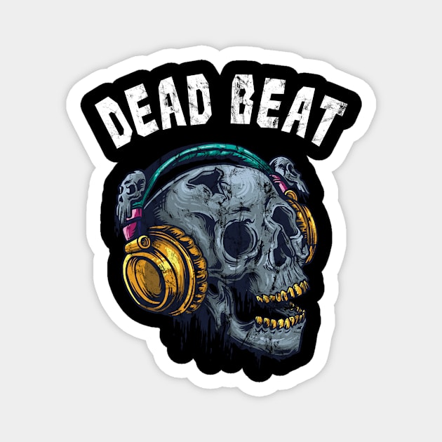 Dead Beat Skull DJ Disc Jockey Music Magnet by Anassein.os