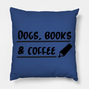 Dogs, Books & Coffee Pillow