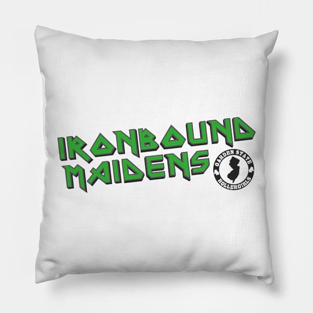 Ironbound Maidens - Black Logo Pillow by gardenstaterollerderby