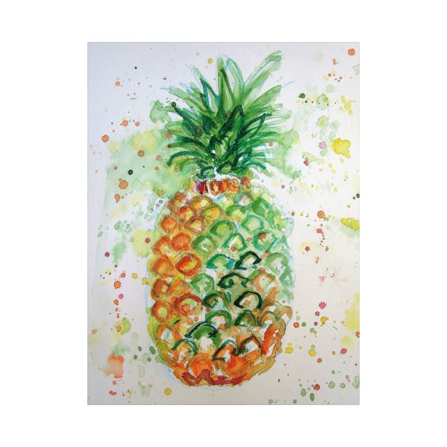 Pineapple Watercolor Painting - Funky Cool by SarahRajkotwala