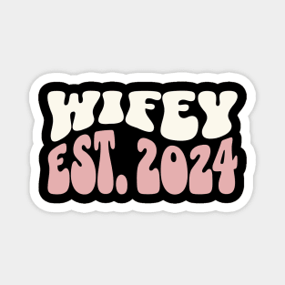 Wifey Est. 2024 Newlywed Honeymoon New Wife Wavy Font Magnet