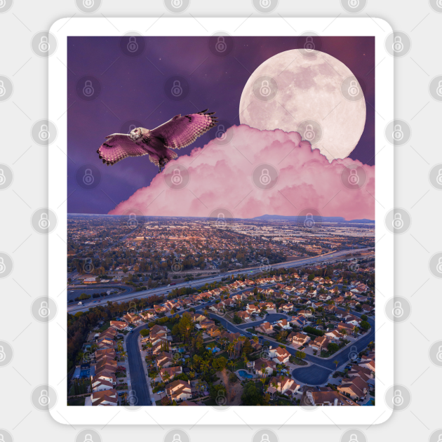 Pink Super Moon - LA Surrealism - Surrealism - Sticker