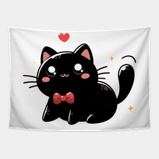 CUTE LOVE BLACK CAT Tapestry