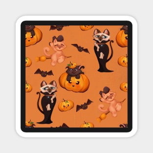 spooky halloween pattern with dracula light orange Magnet