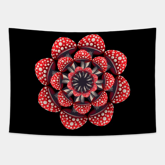 Red Mushroom Mandala Tapestry by DaveDanchuk