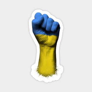 Flag of Ukraine on a Raised Clenched Fist Magnet
