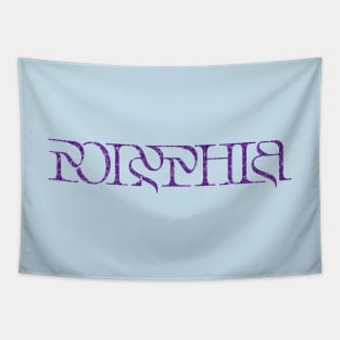 Vintage look Polyphia Distressed Text Dark Purple Tapestry