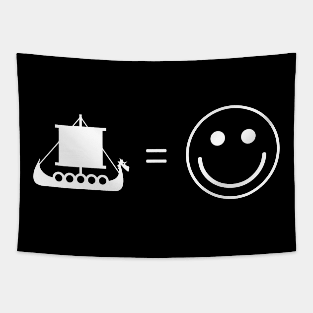 Viking longship is happiness Tapestry by Deathrocktee