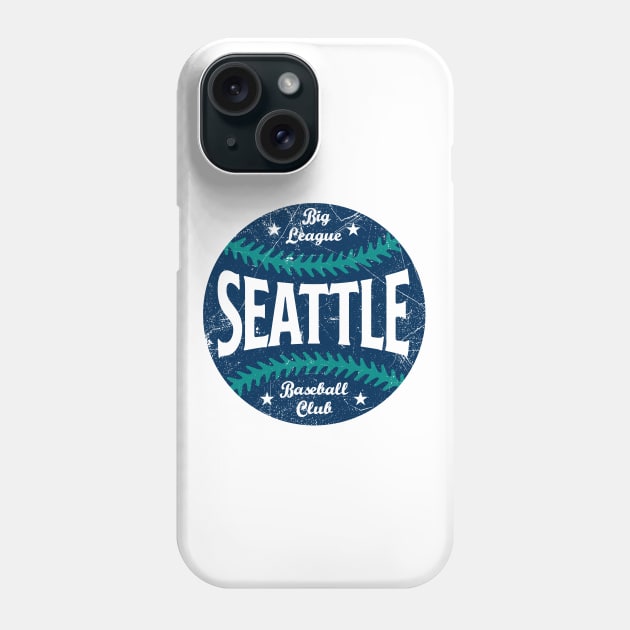 Seattle Retro Big League Baseball - White Phone Case by KFig21