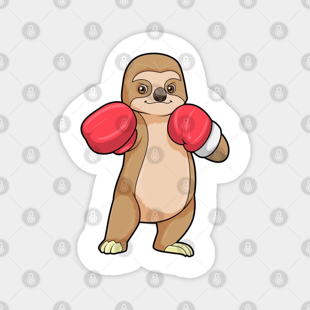 Sloth as Boxer with Boxing gloves Magnet by Markus Schnabel