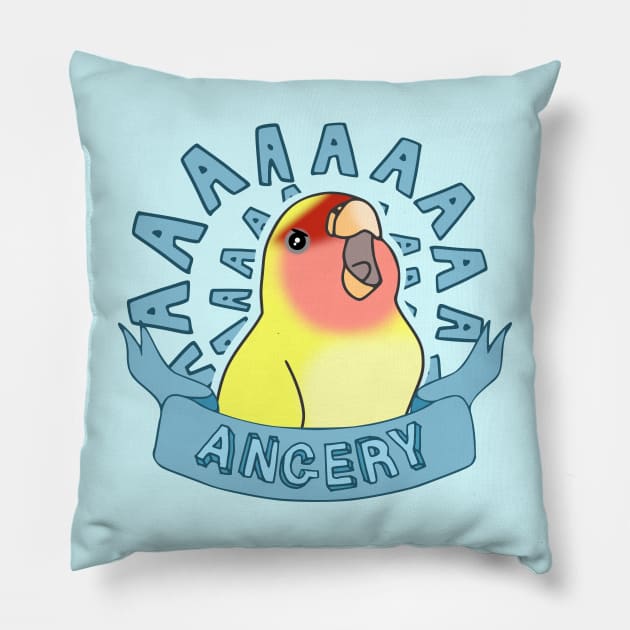 Angery yellow lovebird Pillow by FandomizedRose