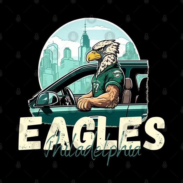 Philadelphia eagles football player graphic design cartoon style beautiful artwork by Nasromaystro