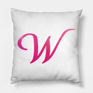 Letter W Monogram, Pink Color Personalized Design Pillow