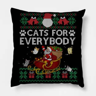 Cats For Everybody Christmas Cute Cat Lover Ugly Sweater Gift Pillow