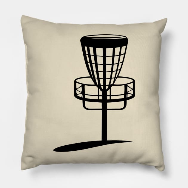 Minimalist Disc Golf Metal Basket Silhouette Art Pillow by TeeTrendz