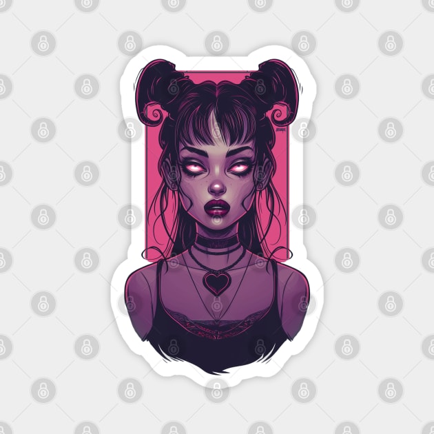 Pink Demon Girl Magnet by DarkSideRunners