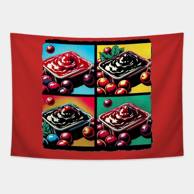 Cranberry Pop: A Vivid Artistic Take on a Holiday Classic Tapestry by PawPopArt