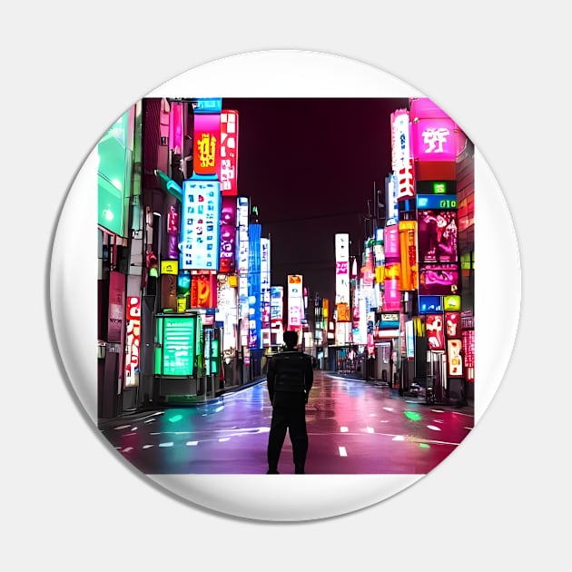 Tokyo Neon Japan - Lovely Night Lights - A Lonely Man Pin by Trendy-Now