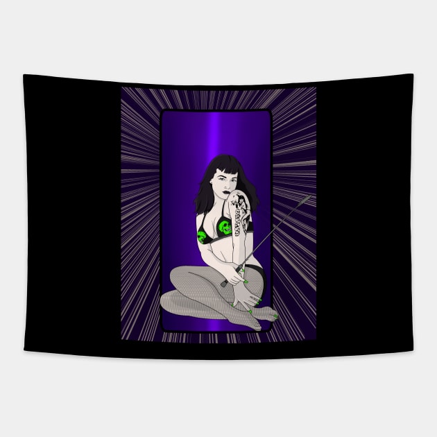 Bombshell Bettie Page Tapestry by Injustice